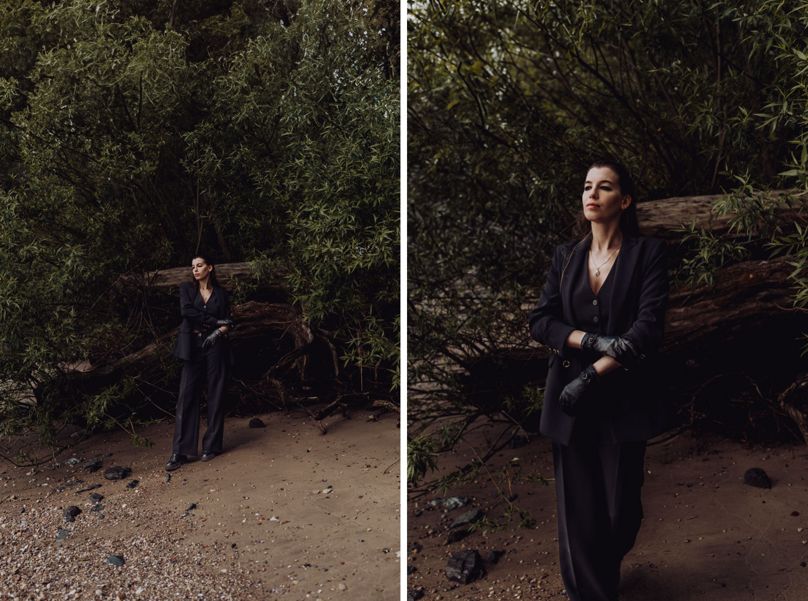 Lebendiges Portraitshooting einer Frau am Strand – Empowerment durch Stärke.